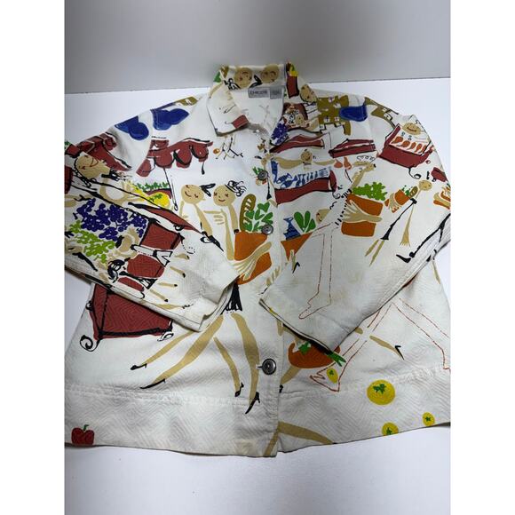 Chico’s Women’s Blazer Sz 1 US 8-10 Medium Abstract Artsy Whimsical - Picture 6 of 8